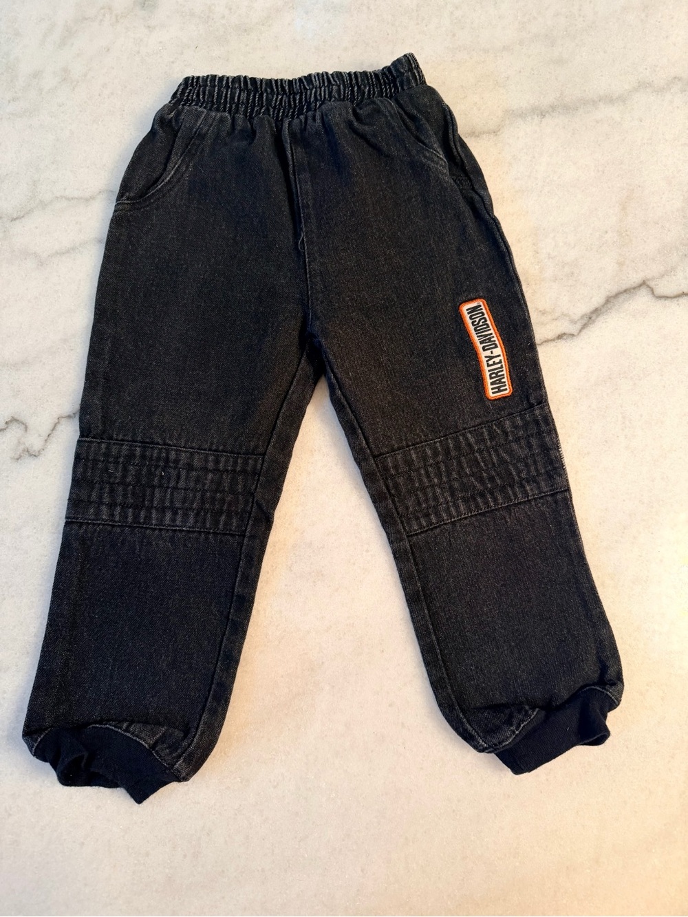 Harley-Davidson Black Kids Sweatpant Joggers with Orange Logo Patch